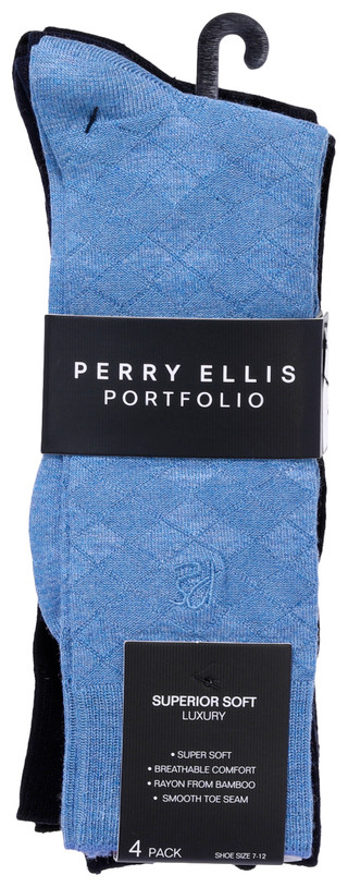 Thumbnail 2: Perry Ellis Men's 4 Pk Patterned Dress Socks 