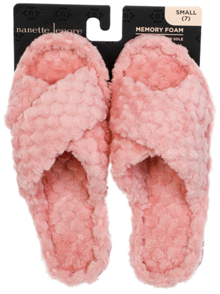 Thumbnail 1: Nanette Lepore Women's Plush Cross Slide On Slippers 