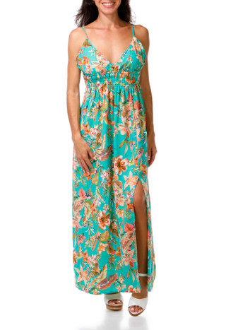 Thumbnail 1: INSPIRED HEARTS Junior's Sleeveless V Neck Smocked Waist Maxi Dress 