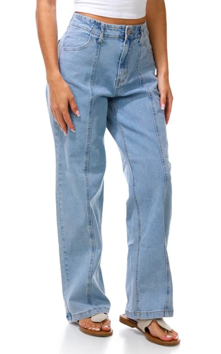 Thumbnail 1: Flying Angel Junior's Seam Front Wide Leg Jeans 