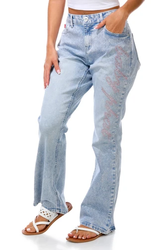Thumbnail 1: Baby Phat Junior's Rhinestone Bootcut Denim Jeans 
