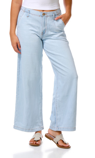 Thumbnail 1: ROXY Junior's Kalani Wide Leg Denim Jeans 