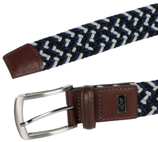 Thumbnail 2: GREG NORMAN Men's Woven Stretch Belt with Leather Tab 