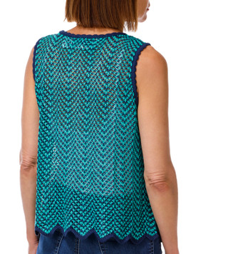 Thumbnail 3: CITY BLUES Women's Sleeveless Crew Neck Crochet Top 