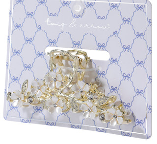 Thumbnail 2: TWIG & ARROW Gold Tone Floral Hair Claw Clip 