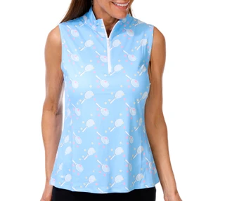 Thumbnail 1: GOTTEX Women's Sleeveless 1/4 Zip Mock Neck Top 