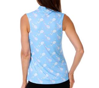 Thumbnail 3: GOTTEX Women's Sleeveless 1/4 Zip Mock Neck Top 