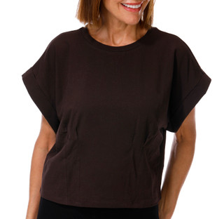 Thumbnail 1: DKNY Women's Short Sleeved Pleated Cropped Tee 