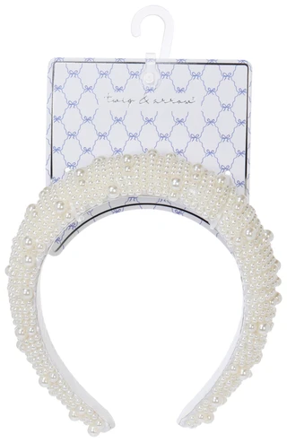Thumbnail 1: TWIG & ARROW Padded Headband with Pearl Embellishments 