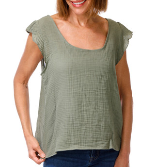 Thumbnail 1: BUNULU Women's Sleeveless Gauze Tie Back Top 