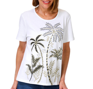 Thumbnail 1: Coral Bay Petite Short Sleeve Graphic Bling Tee 