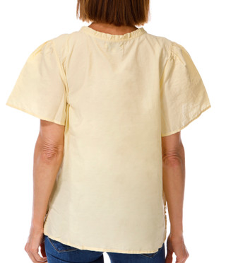 Thumbnail 3: Angels Women's Short Sleeve Embroidered Tie Front Top 