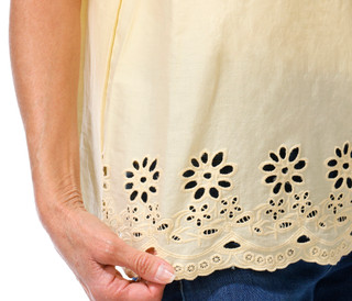 Thumbnail 4: Angels Women's Short Sleeve Embroidered Tie Front Top 