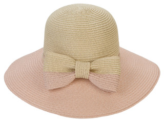 Thumbnail 3: Catherine Malandrino Two-Tone Woven Straw Hat with Bow Detail 