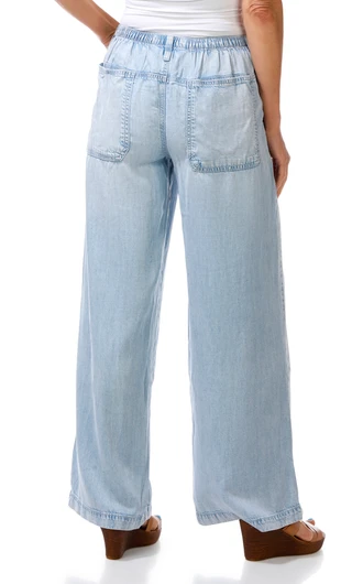 Thumbnail 2: Celebrity Pink Women's Tie Waist Wide Leg Jeans 