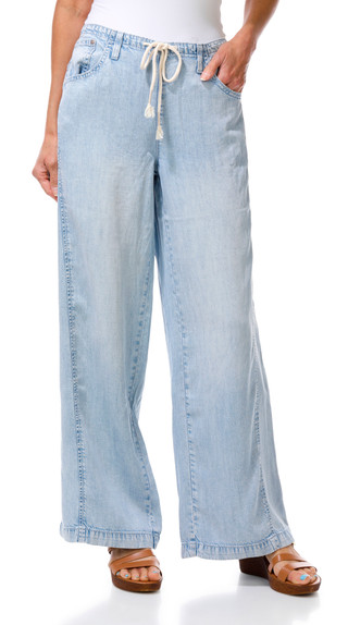 Thumbnail 1: Celebrity Pink Women's Tie Waist Wide Leg Jeans 