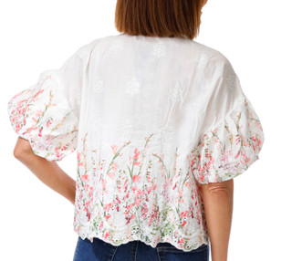 Thumbnail 3: LIV LOS ANGELES Women's Short Sleeve Poplin Floral Button Top 