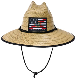 Thumbnail 2: FloGrown Straw Lifeguard Hat with American Flag Patch 