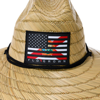 Thumbnail 4: FloGrown Straw Lifeguard Hat with American Flag Patch 