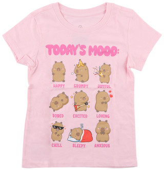 Thumbnail 1: CAPYFUN Big Girl's Short Sleeve Capybara Mood Graphic Tee 