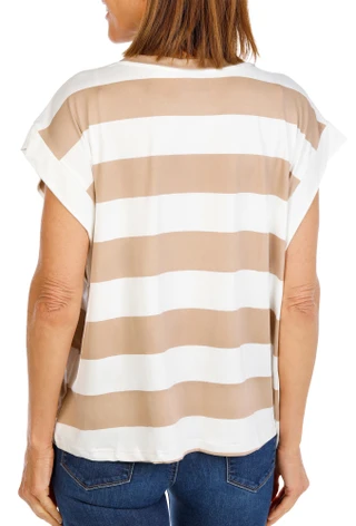 Thumbnail 2: BOBEAU Women's Short Sleeve Striped Top 