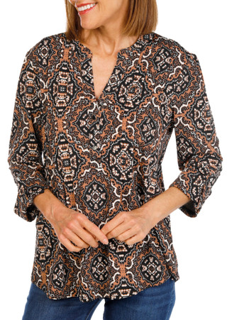 Thumbnail 1: Ava & Grace Women's 3/4 Sleeve Medallion Top 