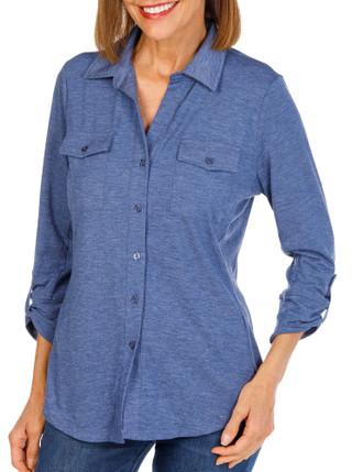 Thumbnail 1: Kiss & Fly Women's 3/4 Sleeve Button Front Top 