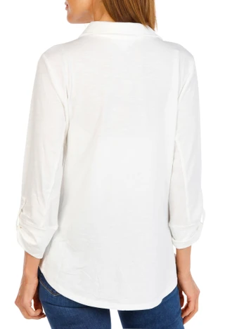 Thumbnail 2: Kiss & Fly Women's 3/4 Sleeve Button Front Top 
