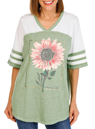 Thumbnail 1: Sable Sky Women's Plus Sunflower Jersey Top 