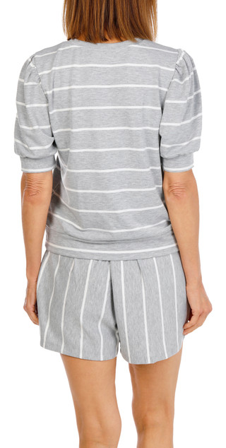 Thumbnail 6: Chelsea & Theodore Women's 2 Pc Palm Patch Striped Shorts Set 