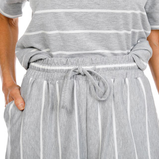 Thumbnail 7: Chelsea & Theodore Women's 2 Pc Palm Patch Striped Shorts Set 