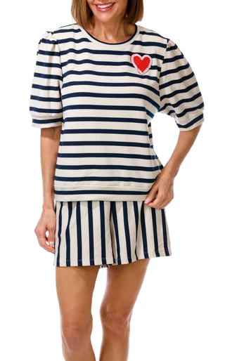 Thumbnail 1: Chelsea & Theodore Women's 2 Pc Heart Patch Shorts Set 