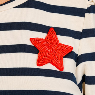 Thumbnail 3: Chelsea & Theodore Women's 2 Pc Star Patch Striped Shorts Set 