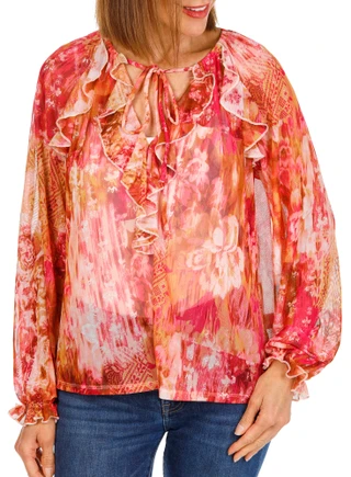 Thumbnail 1: Ava & Grace Women's Long Sleeve Mesh Top 
