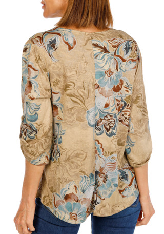 Thumbnail 2: Ava & Grace Women's 3/4 Sleeve Floral Rhinestone Top 