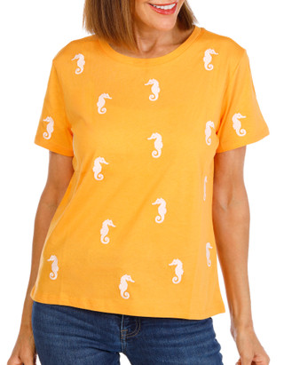 Thumbnail 1: Philosophy Women's Short Sleeve Embroidered Seahorse Tee 