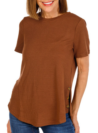 Thumbnail 1: Anneliese Women's Short Sleeve Button Hem Top 