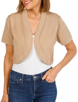 Thumbnail 1: Nina Leonard Women's Short Sleeve Classic Bolero 