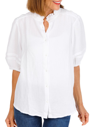 Thumbnail 1: Tahari Women's Short Sleeve Button Front Top 
