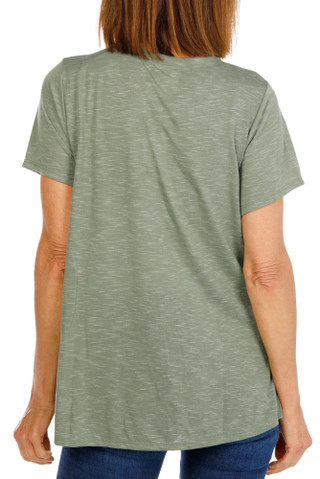 Thumbnail 2: Tru Self Women's Short Sleeve Sunflower Button Hem Top 