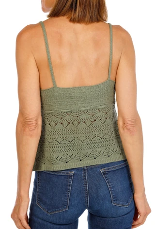 Thumbnail 2: Pink Rose Juniors Bead Strap Crochet Tank Top 
