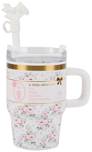Thumbnail 1: A little obsessed 14 Oz Floral Tumbler With Bow Topper 