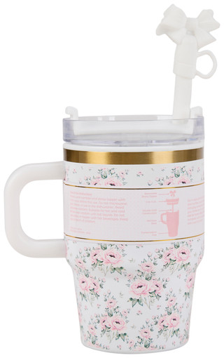 Thumbnail 2: A little obsessed 14 Oz Floral Tumbler With Bow Topper 
