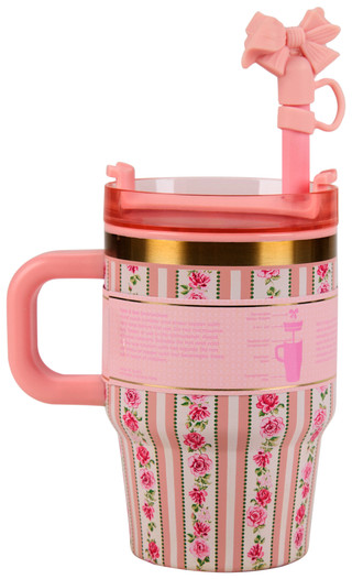 Thumbnail 2: A little obsessed 14 Oz Floral Tumbler With Bow Topper 