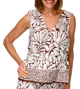 Thumbnail 4: BUNULU Women's 2 Pc Sleeveless Cotton Shorts Set 