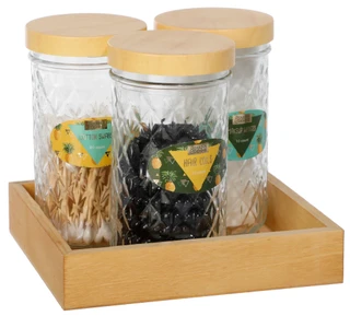 Thumbnail 1: Marina & Demme 3‑Piece Pineapple Glass Beauty Organizing Set 