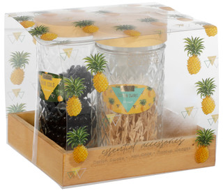 Thumbnail 2: Marina & Demme 3‑Piece Pineapple Glass Beauty Organizing Set 