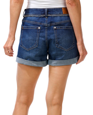Thumbnail 3: Dollhouse Junior's Belted Silver Chain Rolled Cuff Shorts 