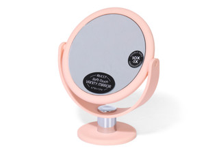 Thumbnail 1: RUCCI 10× Magnification Round Blush Standing Vanity Mirror 