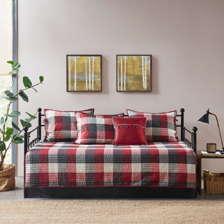 Thumbnail 4: Madison Park Ridge 6 Pc Reversible Plaid Daybed Cover Set 